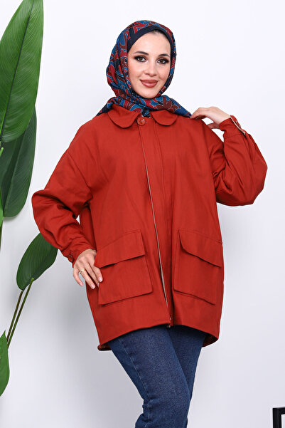 İmajButik Μπουφάν Gabardine με φερμουάρ και λεπτομέρεια από πλακάκια