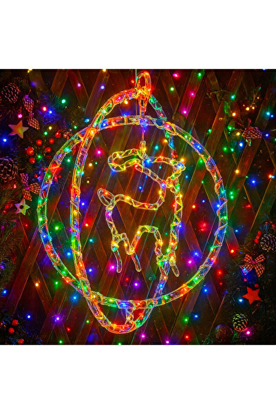 Issa Christmas Decoration 30cm Reindeer Model with Multicolor LED Light, Transparent Hanging Ornament