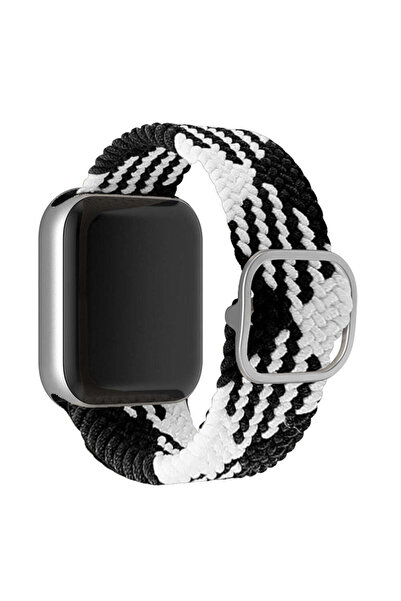 Casey Studios Braided Loop Apple Watch SE/9/8/7/6/5/4/3/2/1 Strap - 38/40/41MM, Adjustable, Black White