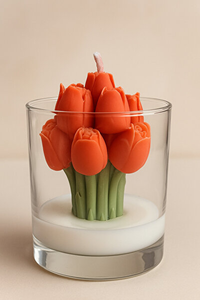 CelestiaCandles Büyük Buket Detaylı Gül Kokulu Doğal Mum %100 (Soya Wax)