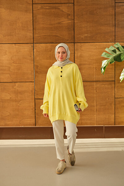 LOCCO Kadın Polo Yaka Tunik Sarı