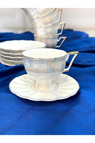 ACAR Elsa 6-Piece Turkish Coffee Cup Set - 100 ml Tkebt Cream