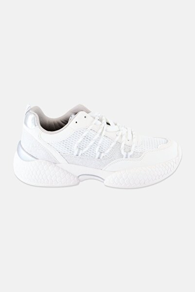 JASON WU Women Metallic Mesh Lace Up Casual Shoes, White