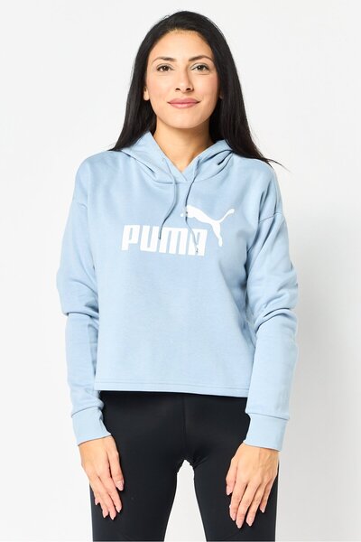 Puma Women Relaxed Fit Long Sleeve Outdoor Cropped Hoodies, Light Blue
