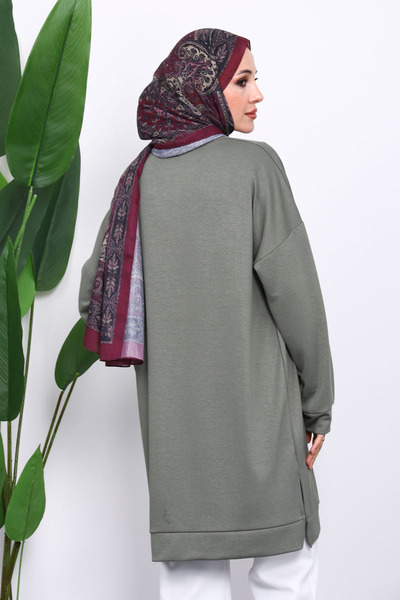 İmajButik Khaki Crew Neck Modal Tunic