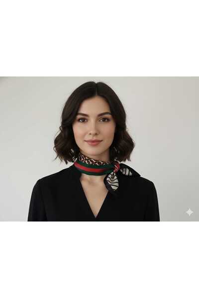 bahia butik aksesuar Women'S, 50X50 Patterned Scarf - Brown Geometric Pattern...