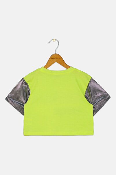 Overkids Kids Girl Graphic Print Short Sleeve Top, Neon Yellow