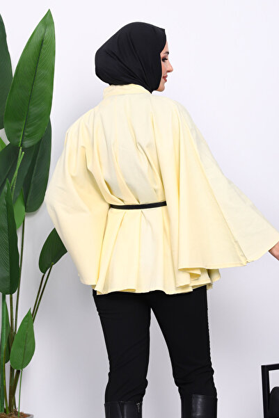 İmajButik Yellow Belted Gabardine Poncho