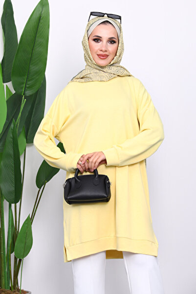 İmajButik Sarı Bisiklet Yaka Modal Tunik
