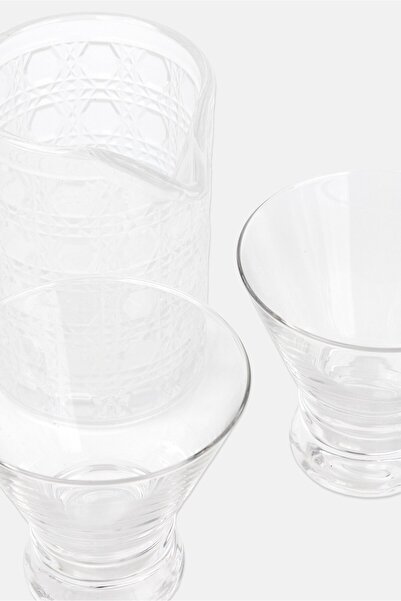 Don Juan 3 Pieces Pitcher And Stemless Martini Glasses Set, Transparent