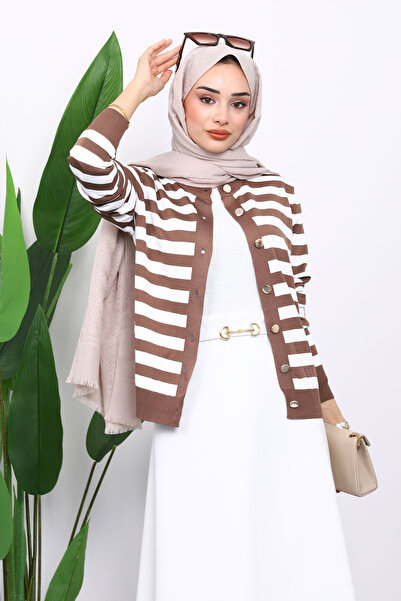 İmajButik Mink Buttoned Cold Thread Knitwear Cardigan