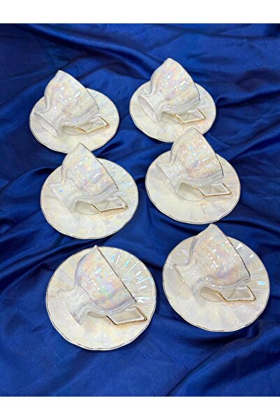 ACAR Elsa 6-Piece Turkish Coffee Cup Set - 100 ml Tkebt Cream