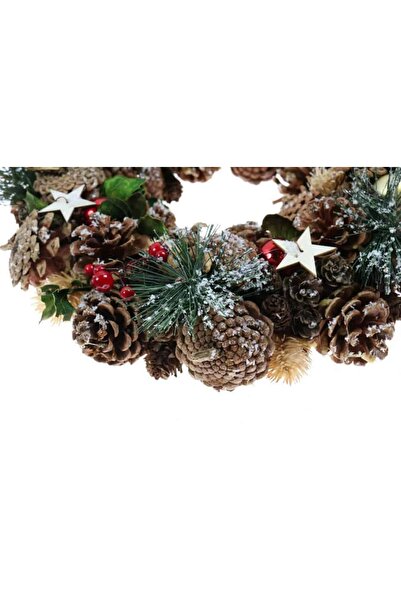 DacEnergy DacEnergy Christmas wreath, made of plastic, with fir cones, decorated with globes