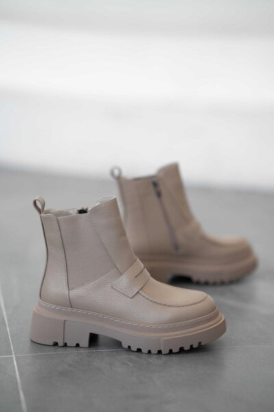 Parponi Γνήσιες δερμάτινες ελαστικές γυναικείες μπότες Adda Mink