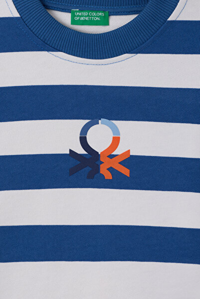 United Colors of Benetton Hanorac cu dungi din bumbac Regular Fit guler rotund pentru băieți SWEAT BNTB2329