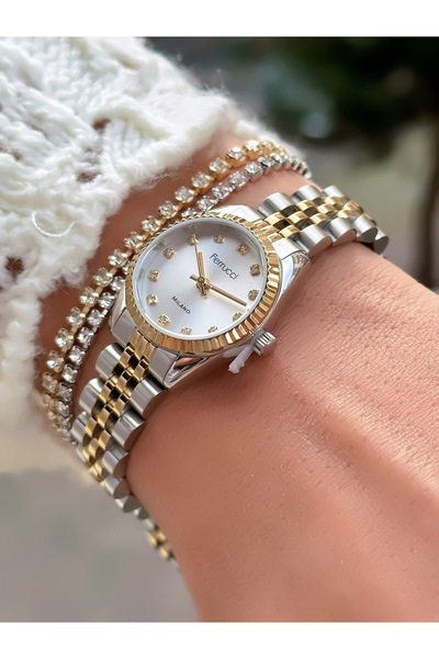 Ferrucci Steel Cord Minimal Case Women's Watch 3 Atm Waterproof 2 Years Warranty + Bracelet as a Gift