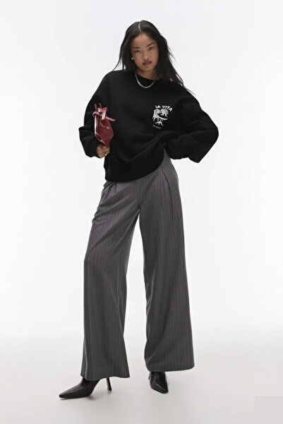 The Champ Clothing Φούτερ Unisex Μαύρο με λαιμόκοψη Dolce Casa με τύπωμα 3 Thread Ş επένδυση fleece Oversize