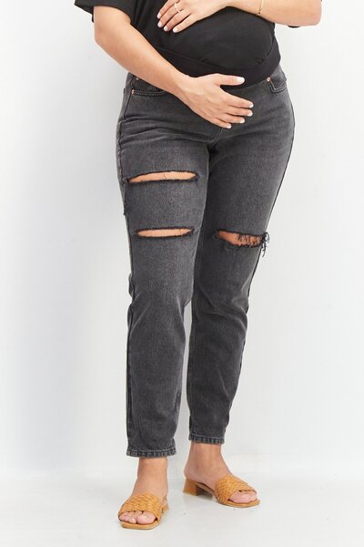 TopShop Maternity Regular Fit Washed Denim Jeans, Black