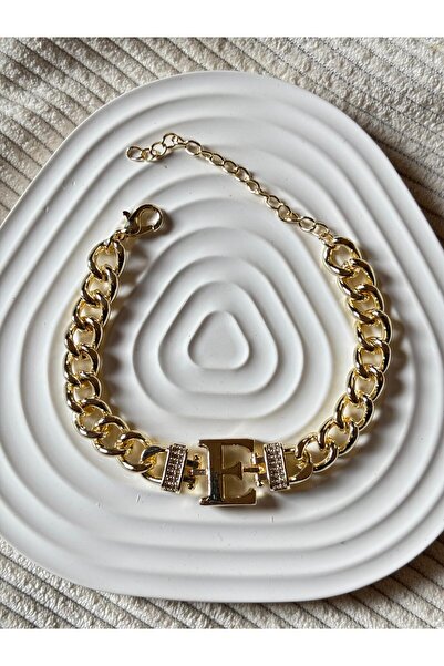 bijoux uniques E Harfli 14k yeşil altın kaplama kararmaz gurmet bileklik