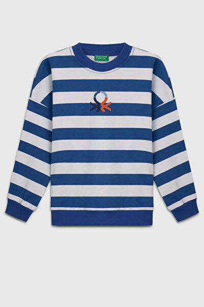 United Colors of Benetton Hanorac cu dungi din bumbac Regular Fit guler rotund pentru băieți SWEAT BNTB2329