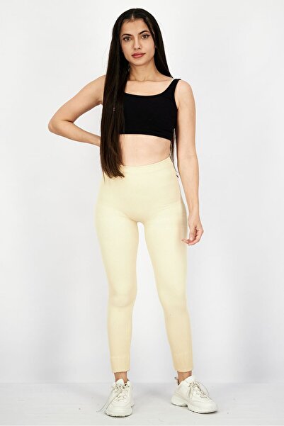 XOXO Women Regular Fit Ribbed Pull On Leggings, Beige