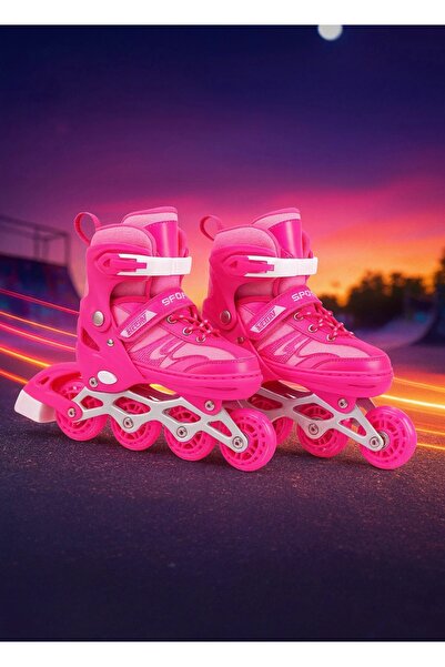 CEZVE HOME Double Row Light-Up Silicone Wheel Adjustable Roller Skates – Aluminum Body, Set with Bag