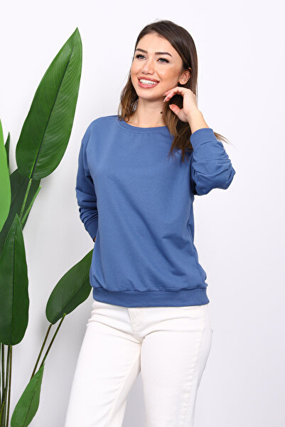 İmajButik Indigo Crew Neck Two Thread Sweatshirt
