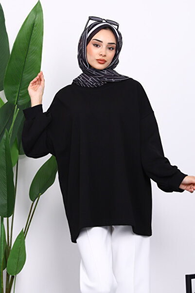 İmajButik Black Balloon Sleeve Oversized Sweatshirt