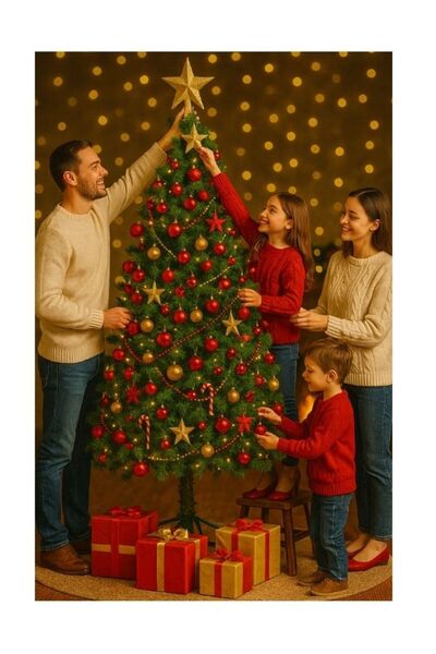 NUNU YILBAŞI AĞACI 240 cm Çam Ağacı | 770 Dal Lüks Çam Ağacı ı | Metal Ayaklı Gür Dallı Noel Ağacı