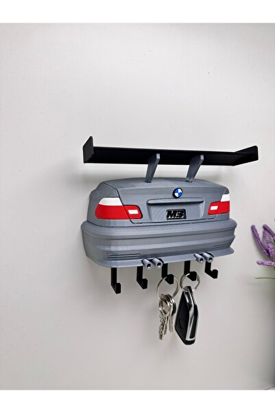 Butik حامل مفاتيح مزخرف بتصميم ثلاثي الأبعاد لسيارة BMW E46 باللون الرمادي