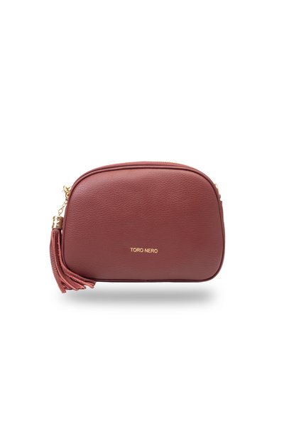 TORO NERO Geantă de damă din piele naturală bordo Lara