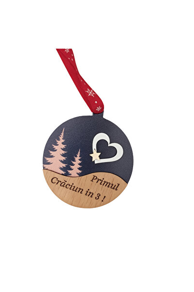 CREATIV LMS Ornament din lemn „Primul Craciun in 3!” – Decor de brad personal...