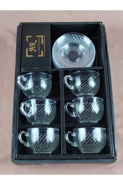 AR اكواب طقم 12 قطعه بنقشة حفر على القزاز