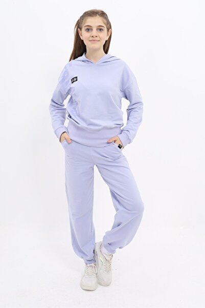 Toontoy Girl's 2-Piece Set Printed Hooded Sweatshirt & Ribbed Cuffed Jogger P...