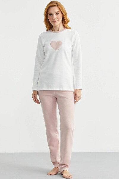 Sementa 76490 Heart Soft Textured Corded Fabric Pajama Set