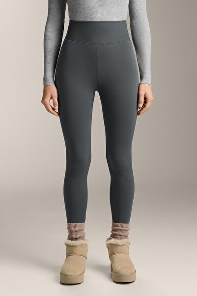 Oysho Super-high-rise seamless extra-warm rib ankle-length leggings 70 cm