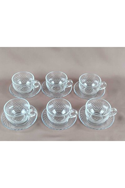 AR اكواب طقم 12 قطعه بنقشة حفر على القزاز