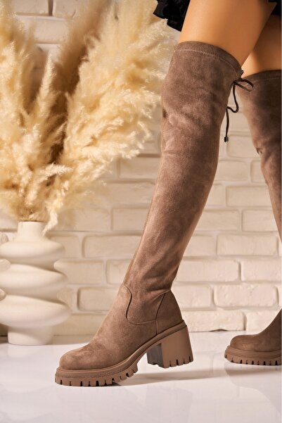 Joana Azura Women's Trendy Khaki Faux Suede Boots