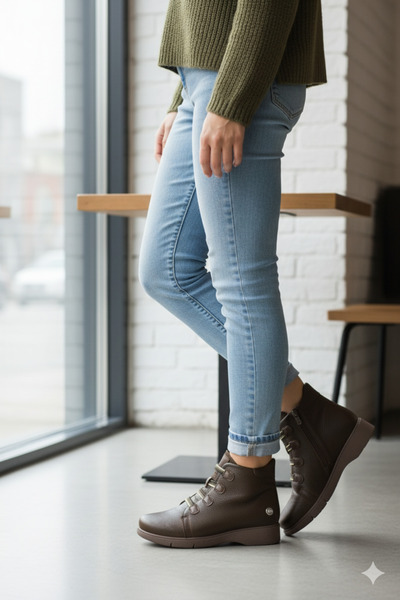 Mammamia Γυναικείες μπότες με επίπεδη σόλα καθημερινά χωρίς κορδόνια ορθοπεδικά από γνήσιο δέρμα M26/KB4535