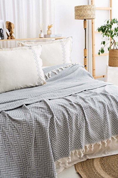 Çulha Luna Light Gray, Double Bed Cover Set