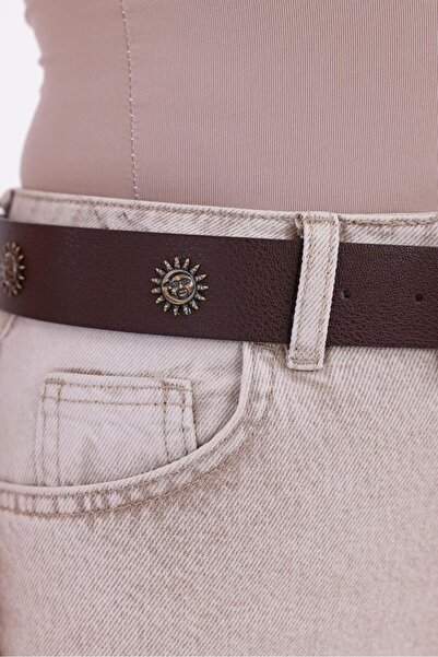 Desre Moda Sun Detailed Women's Belt Trouser Belt Jeans Belt Shirt Belt Coat Belt Dress Belt