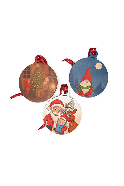 CREATIV LMS Set 3 ornamente din lemn „Craciun magic” – decor brad, spiridus, ...