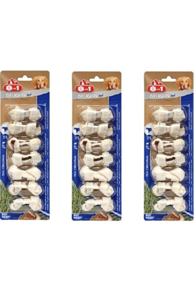 8in1 Delights Bones Biftekli xs Köpek Ödül Kemiği 7 Li x 3 Adet