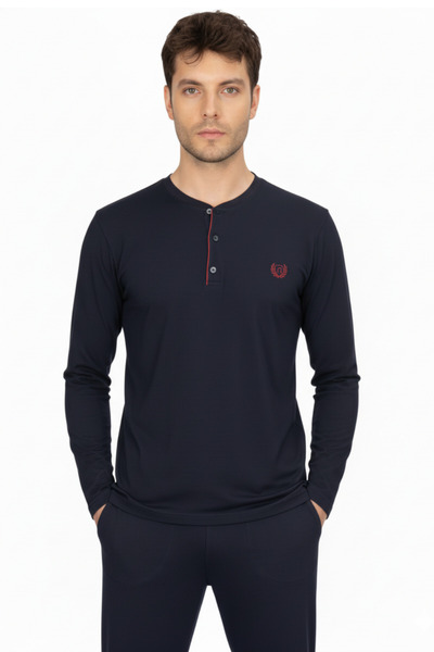 vory Men's Long Sleeve Round Button Collar Home Wear Bottom Top Set Vr.A10.N01.Y01.D10