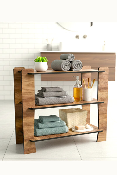 Yaman Hediyelik Ahşap Üç Katlı Kitaplık, Ayakkabılık, Yan Sehpa ve Düzenleyic...