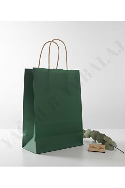 shop Kraft Karton Kağıt Çanta-Koyu Yeşil 18x8x24cm (5 Adet)
