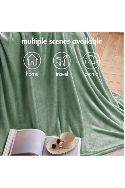 OEM MIULEE soft and fluffy fleece blanket for sofa, bed, bedroom, office, or travel, 130 x 150 cm, green