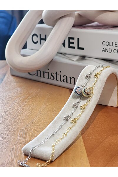 CEDRİCO سوار نسائي من الفولاذ مزين بالخرز على شكل عين الشر