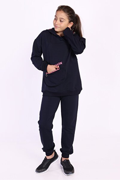 Toontoy Girl's 2-Piece Set Printed Hooded Sweatshirt with Pockets & Sweatpant...