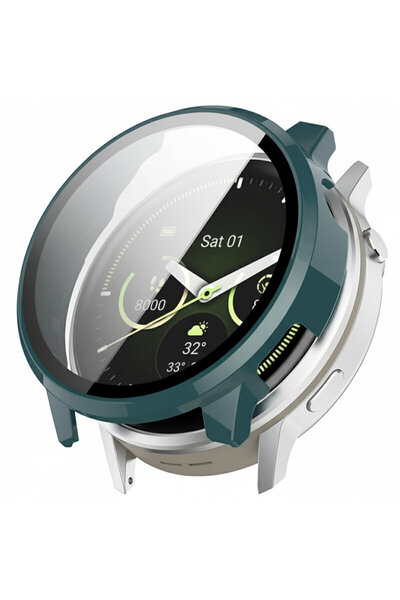 Techsuit [360° Pack] Case + Screen Protector for Garmin Venu 4 45mm — Defense, Dark Green